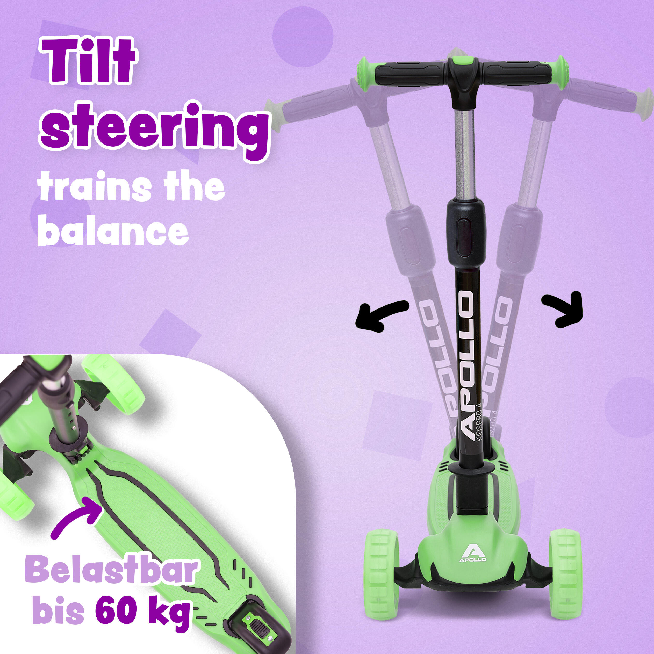 Kinderscooter KIDSPRO 4 opvouwbare LED 3-wiel step 3/7