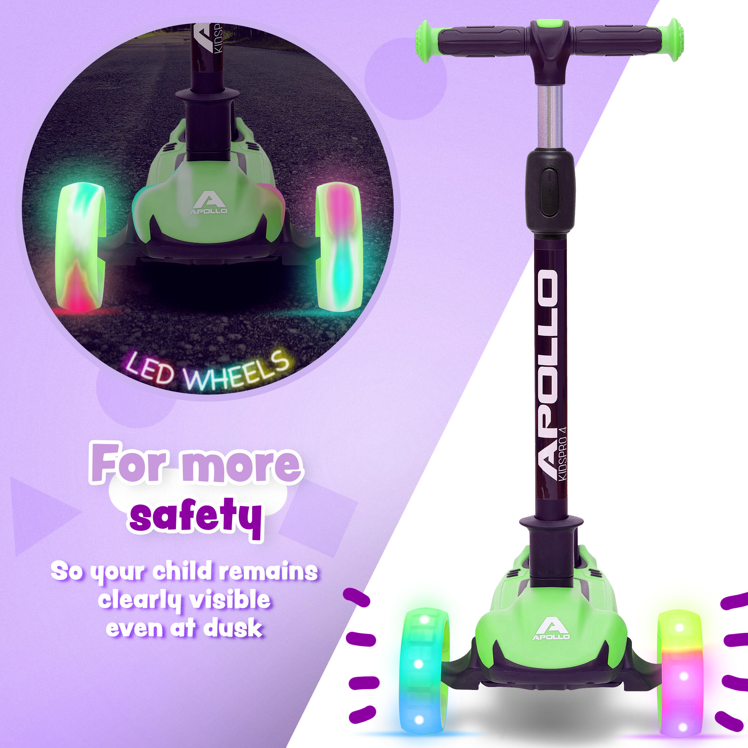 Kinderscooter KIDSPRO 4 opvouwbare LED 3-wiel step 4/7