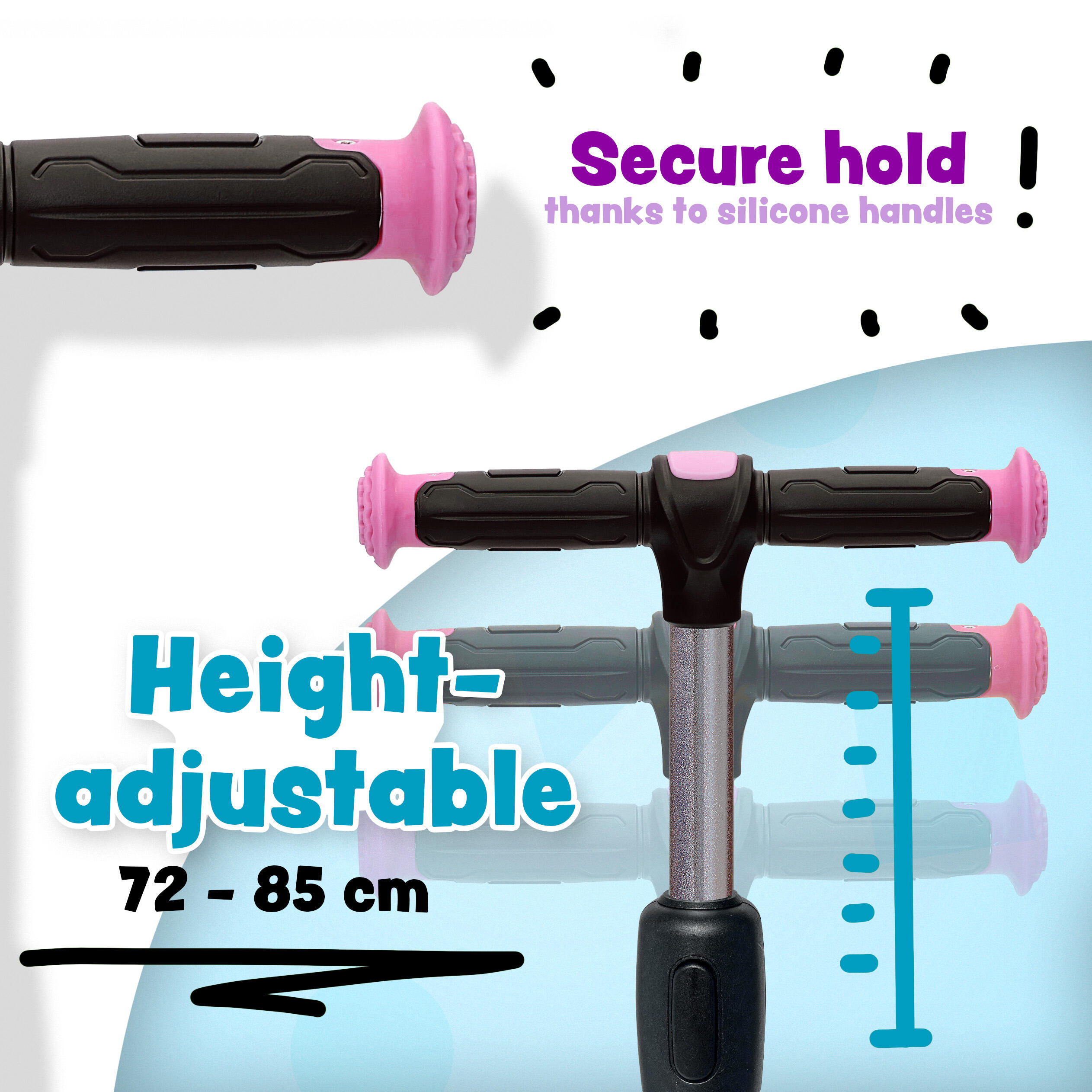 Trottinette 3 Roues Enfant Pliable KIDSPRO 4 Réglable en Hauteur - Rose 2/7