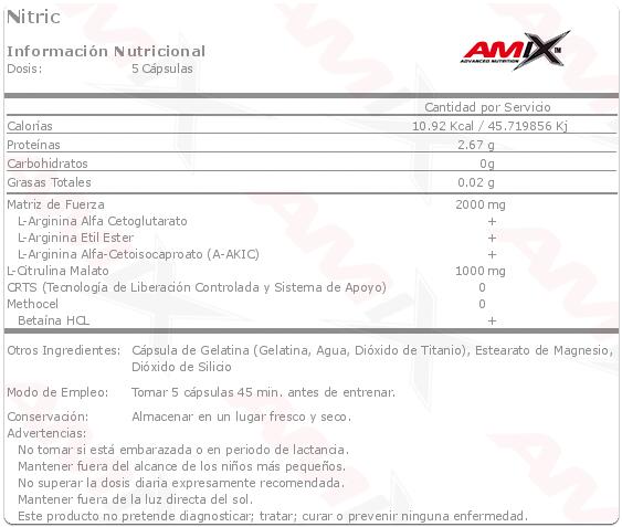 Nitric - 125 capsules de Amix Nutrition 2/4