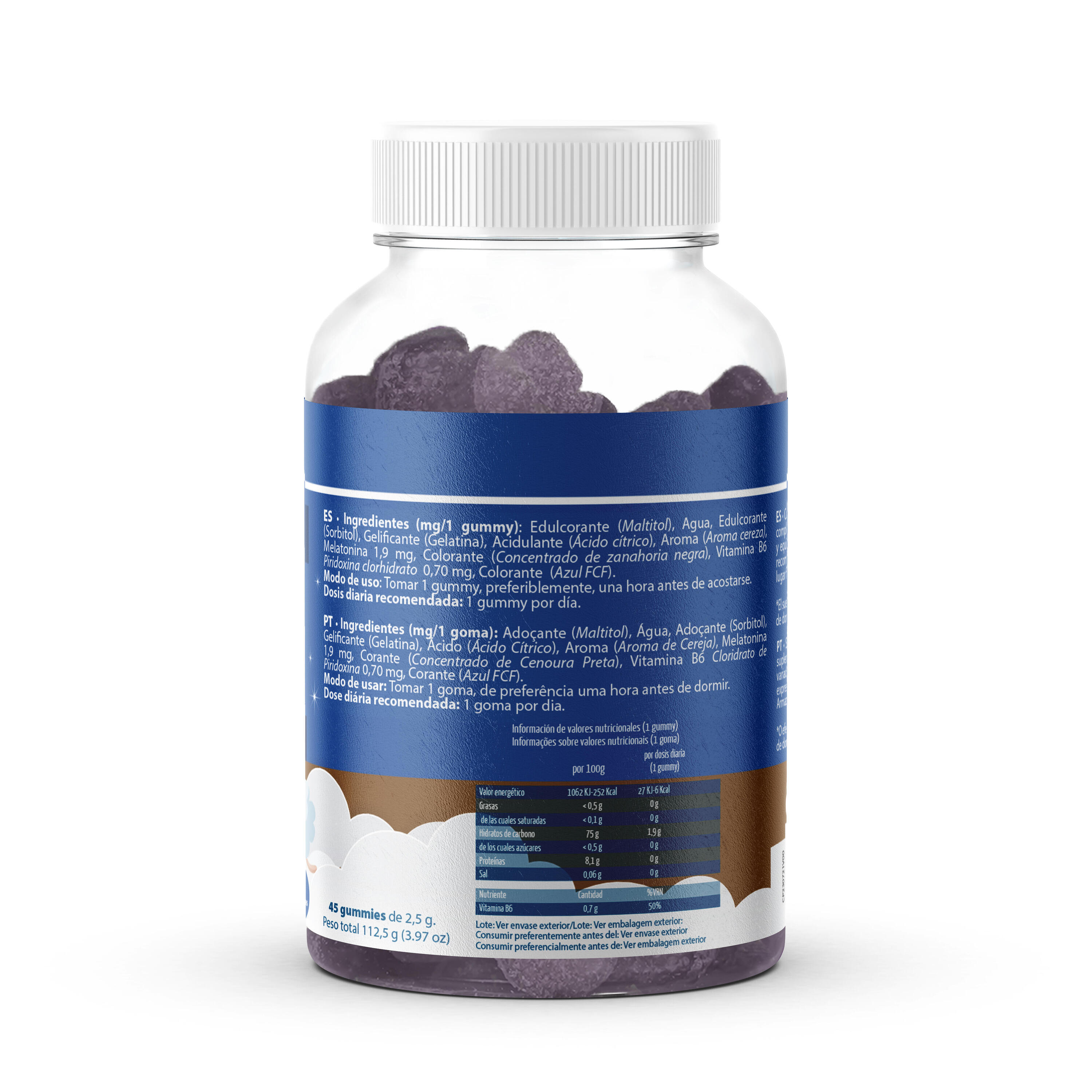 Melatonina 1,9 mg + Vitamina B6 Cereza 45 Gominolas 2/6