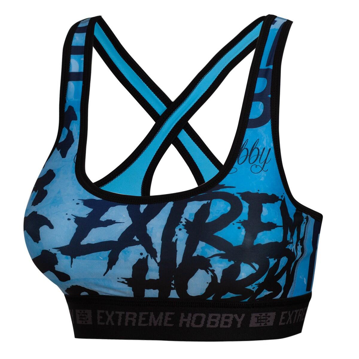 Extreme Hobby - Brassière De Sport Fitness Gym Mma Extreme Hobby Letters - Brassière - Bleu - 44 L - Decathlon