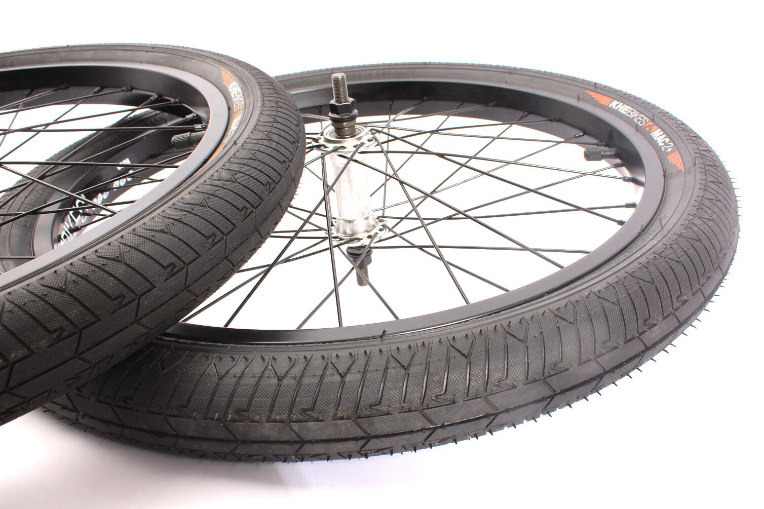Conjunto de rodas BMX incl. pneus KHE MAC2 20 polegadas 14mm / 10mm S/B 6/7