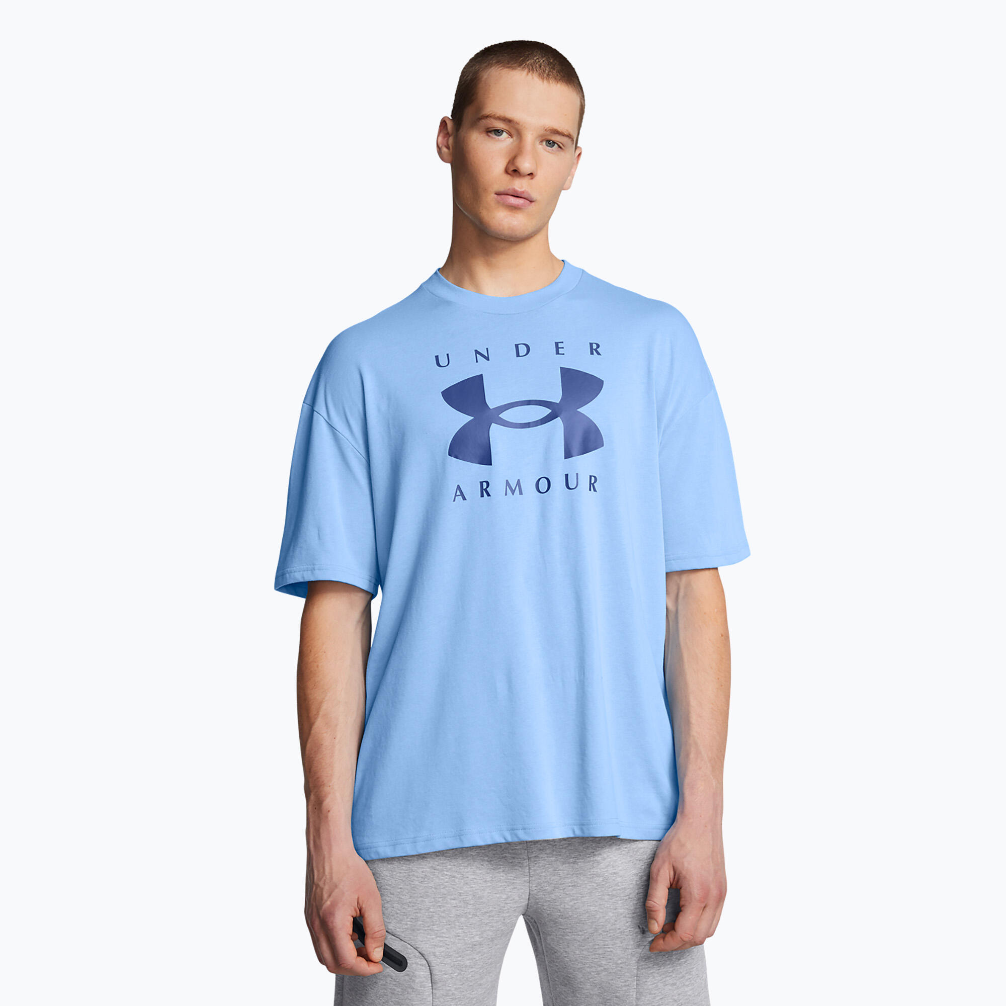 T-Shirt Manches Courtes Under Armour Heavyweight Logo Bleu S Homme 3/5