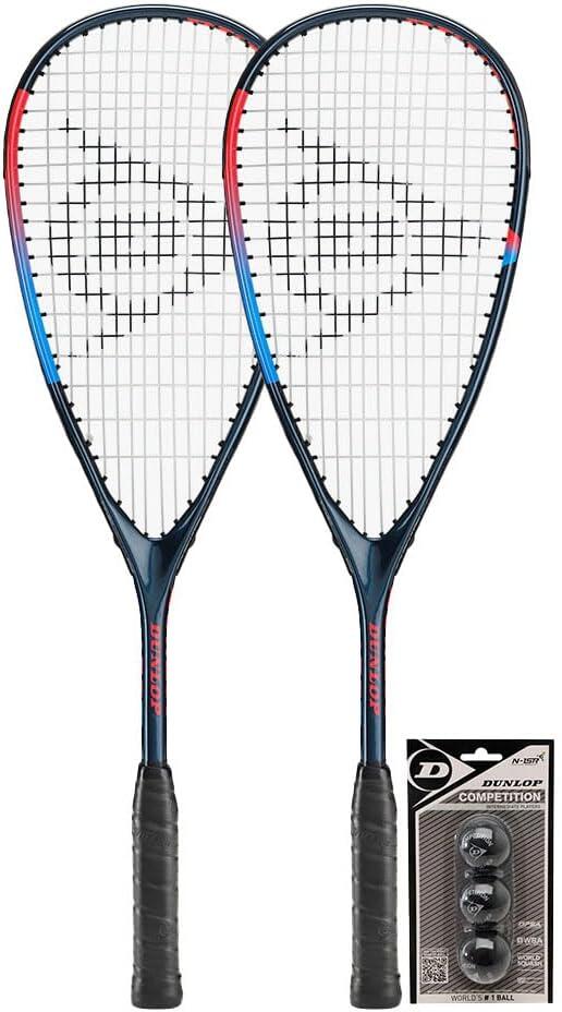 DUNLOP Dunlop Blaze Pro Blue Squash Racket Twin Set & 3 Squash Balls
