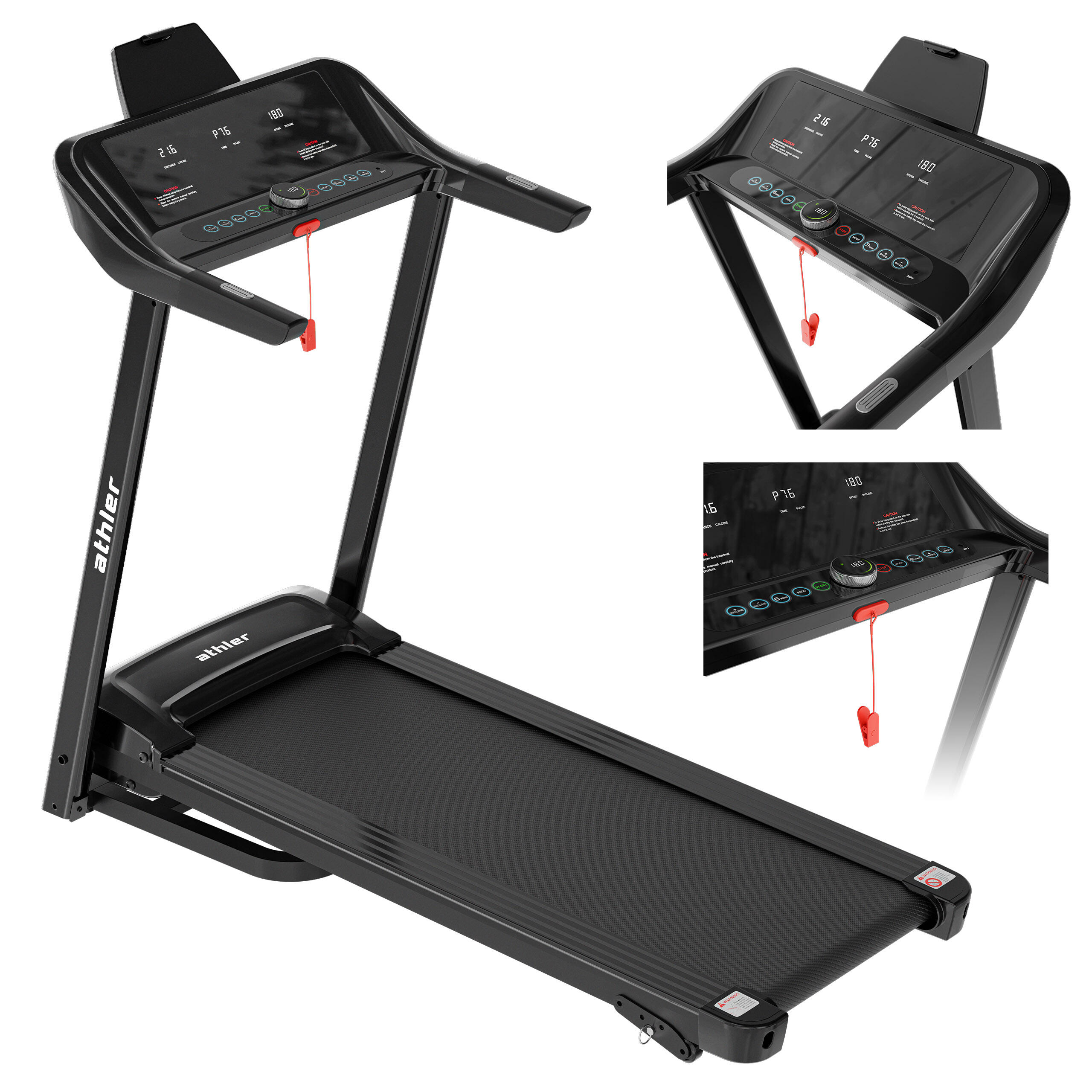 ATHLER Laufband Impala 55 Athler 14km/h LCD-Display Neigungsverstellung, Transporträder