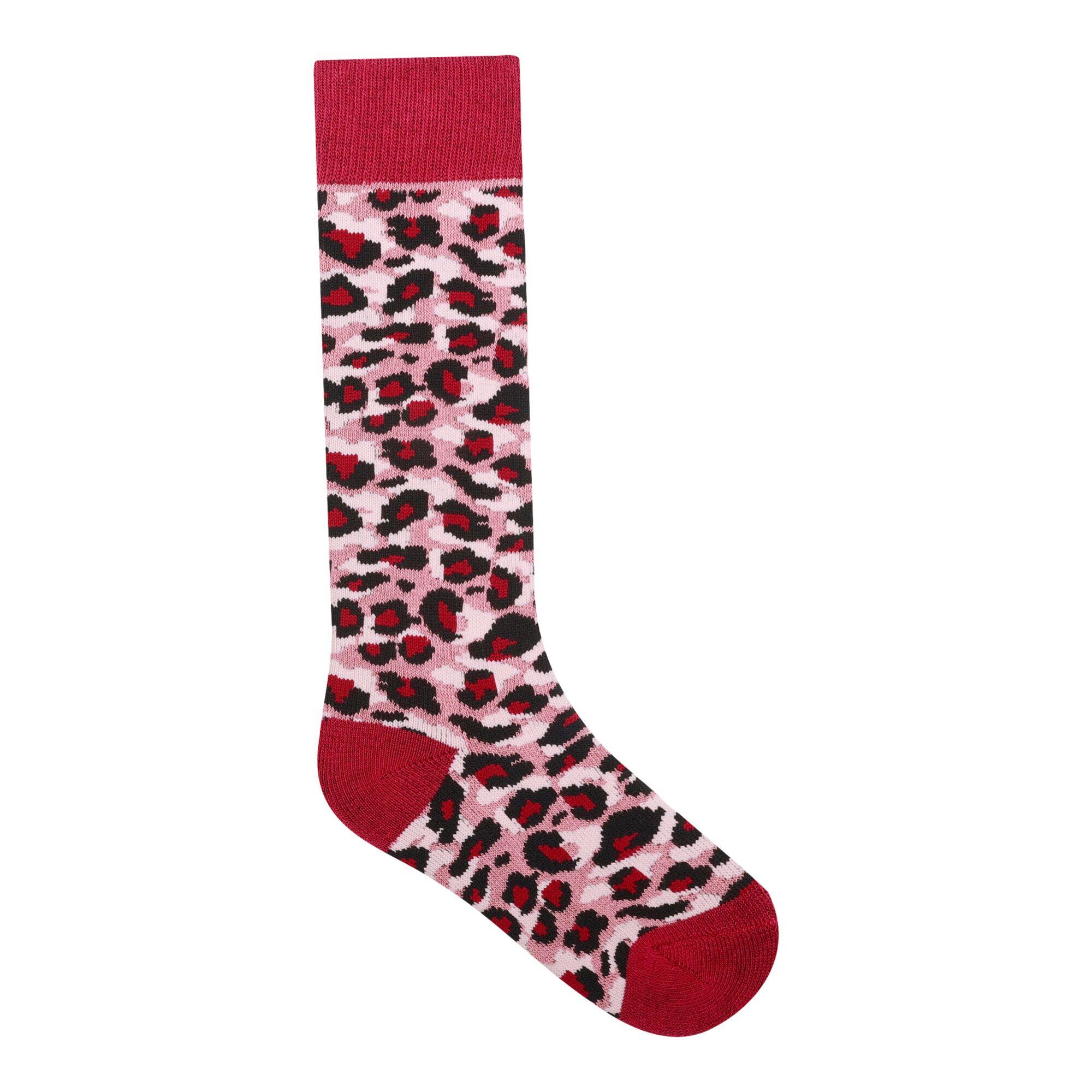 Kinderen/Kinderen Cheetah Print Skisokken (Stoffige roos) 2/4