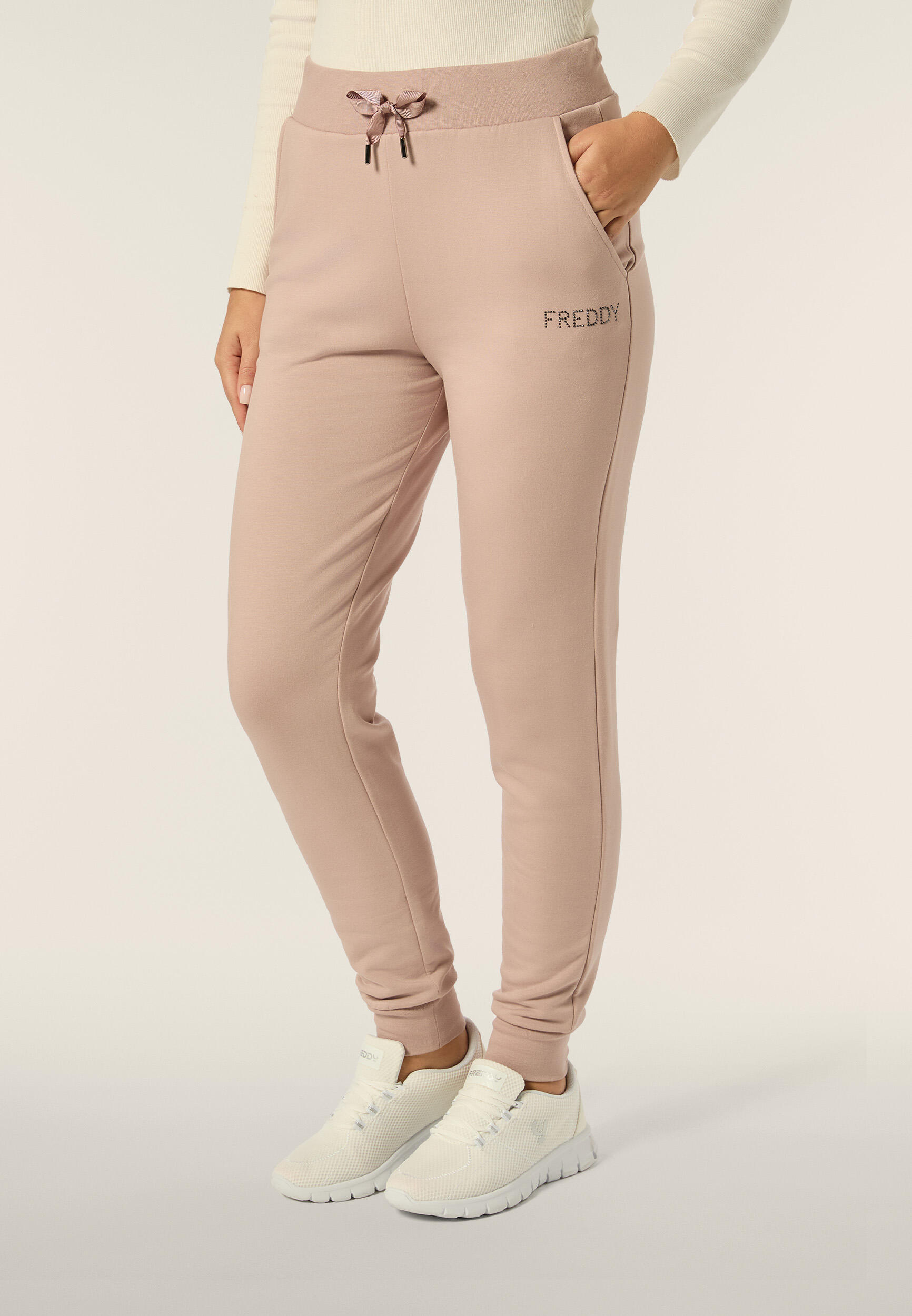 Pantalone Donna in Felpa Viscosa con Logo FREDDY in Strass 3/5