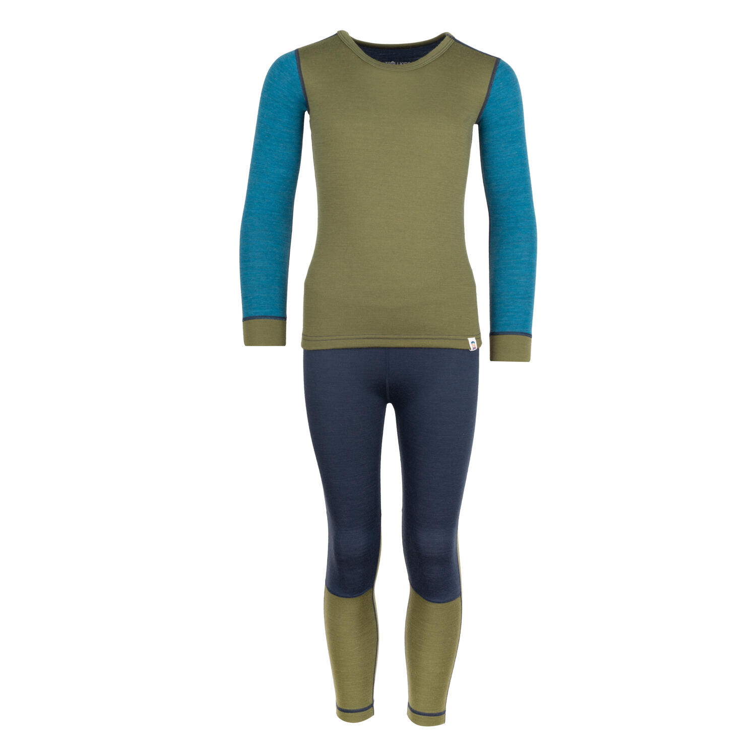TROLLKIDS Kinder Funktionswäsche Merino Set II Tannengrün/Dunkel Marineblau