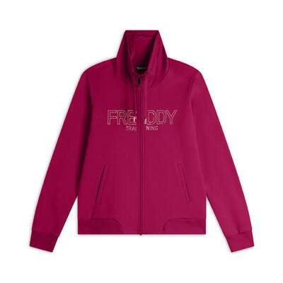 Felpa donna con zip e collo alto in costina
