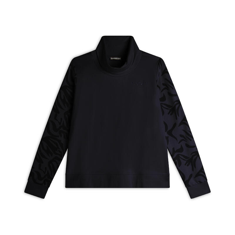 Sweat-shirt femme, coupe confortable, col montant et manches à motifs floraux
