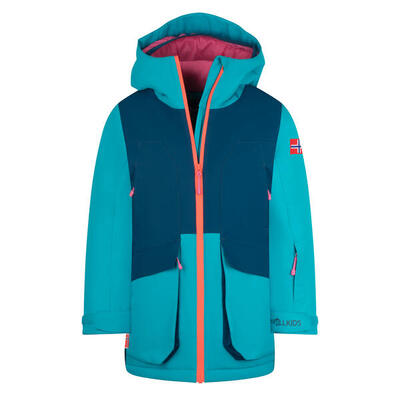 Mädchen Skijacke Kongsberg Madeira Blau/Dunkeltürkis/Hellmagenta