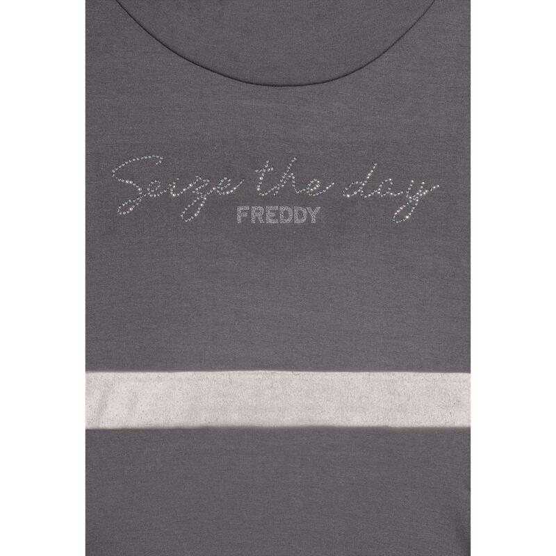 Sweat-shirt à col montant pour femmes avec bande de velours et paillettes