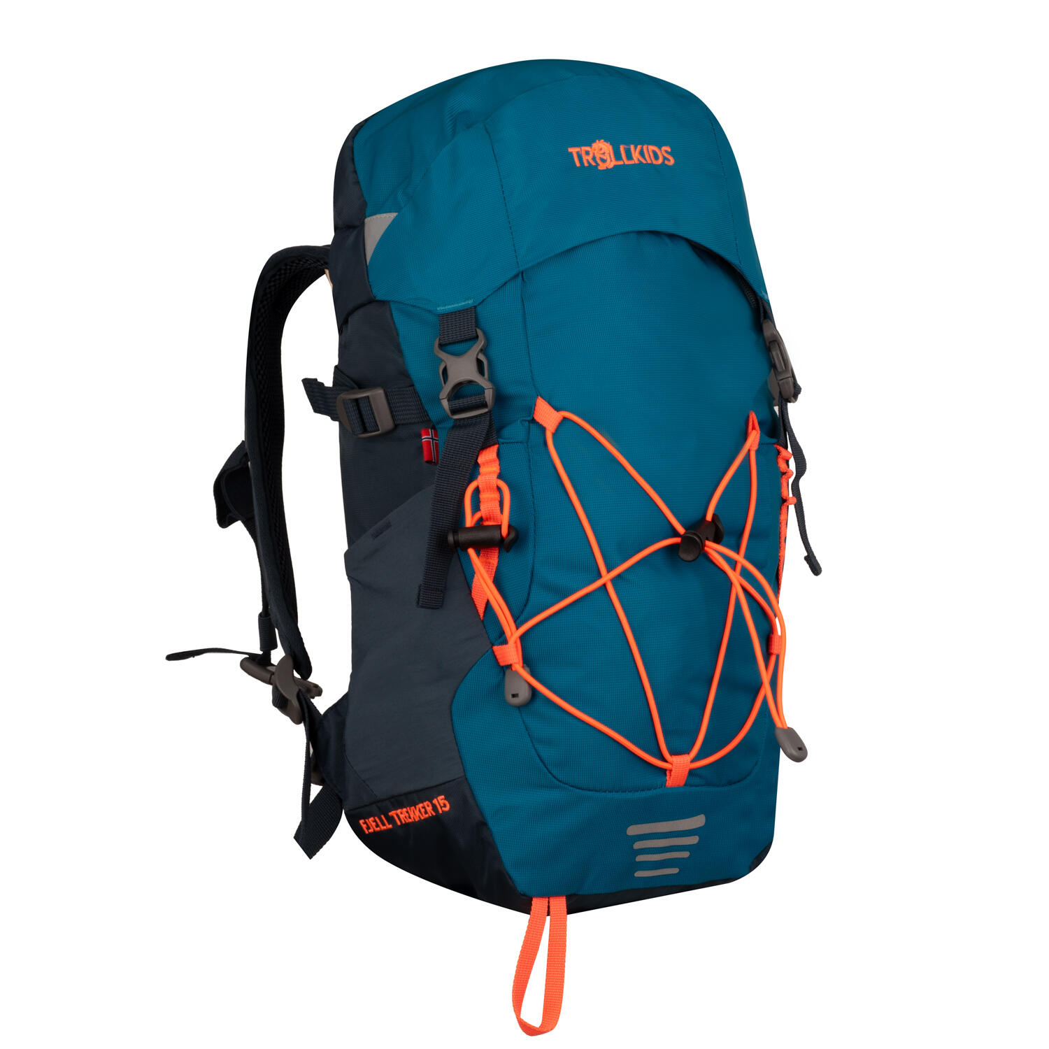 TROLLKIDS Kinder Wanderrucksack Fjell Trekker 15  Arktikblau/Dunkles navy/Glühendes Orange