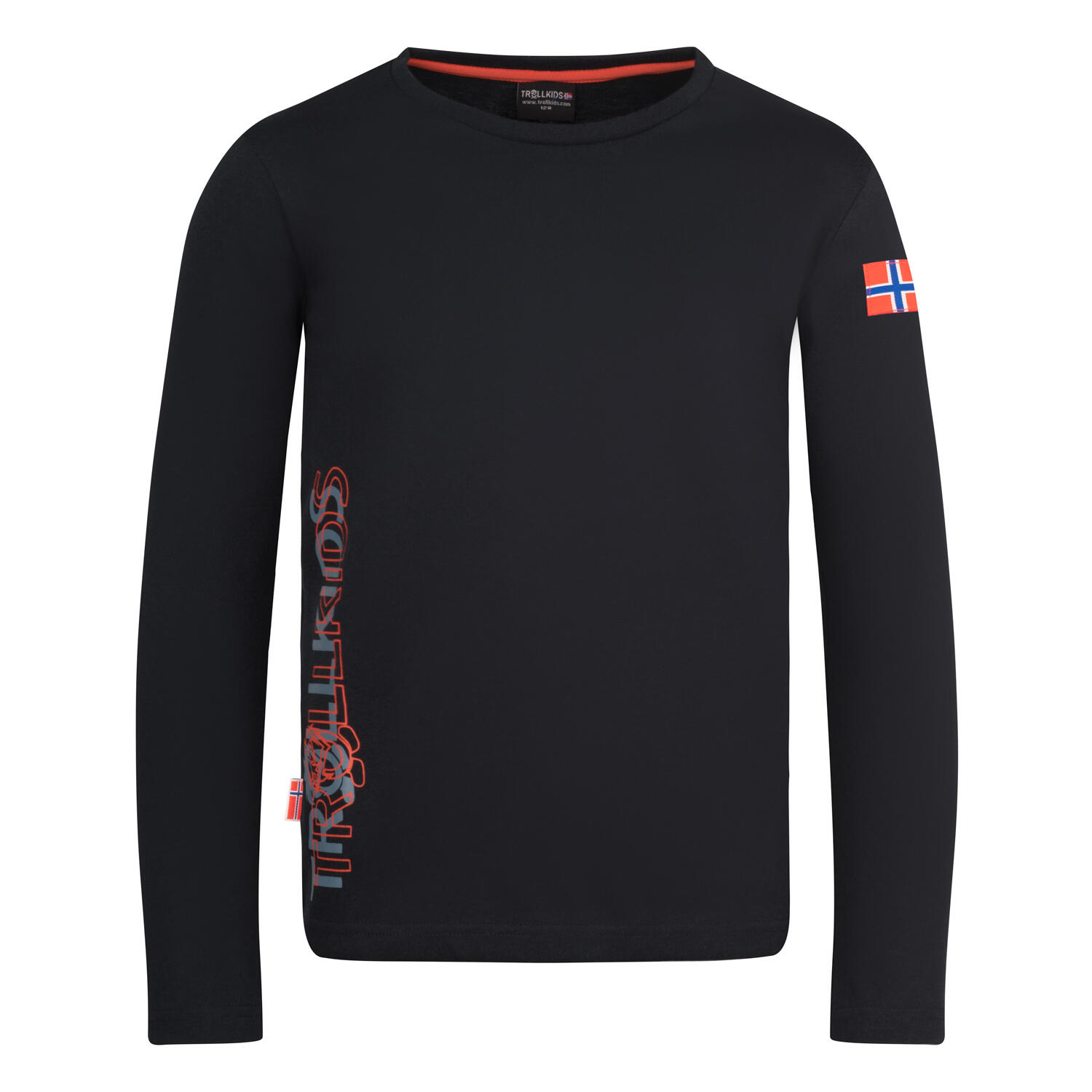 TROLLKIDS Kinder Longsleeve Stavanger XT Schwarz/Dunkelorange