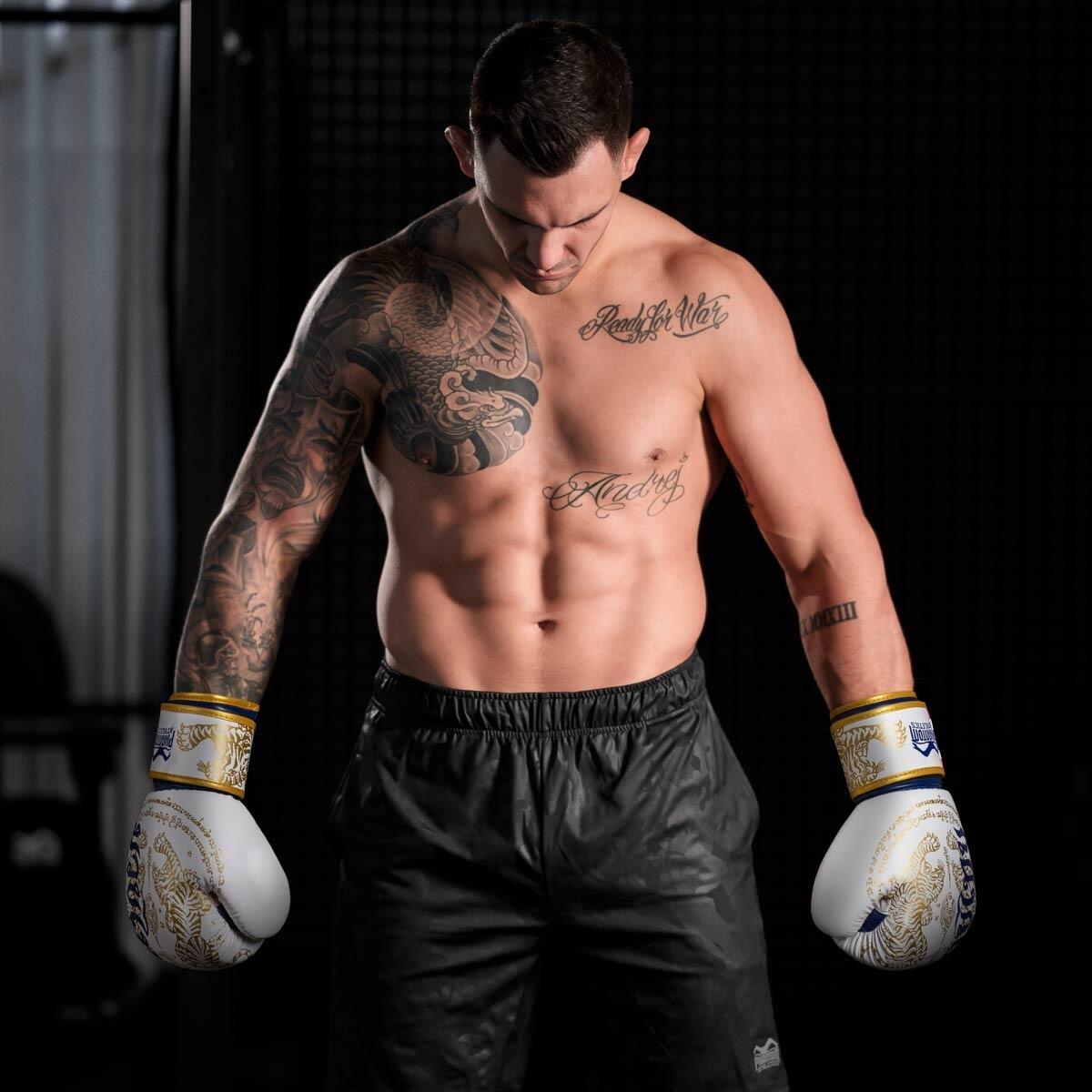 Phantom Gants de Boxe Muay Thai Blanc-Or 12 oz 7/7