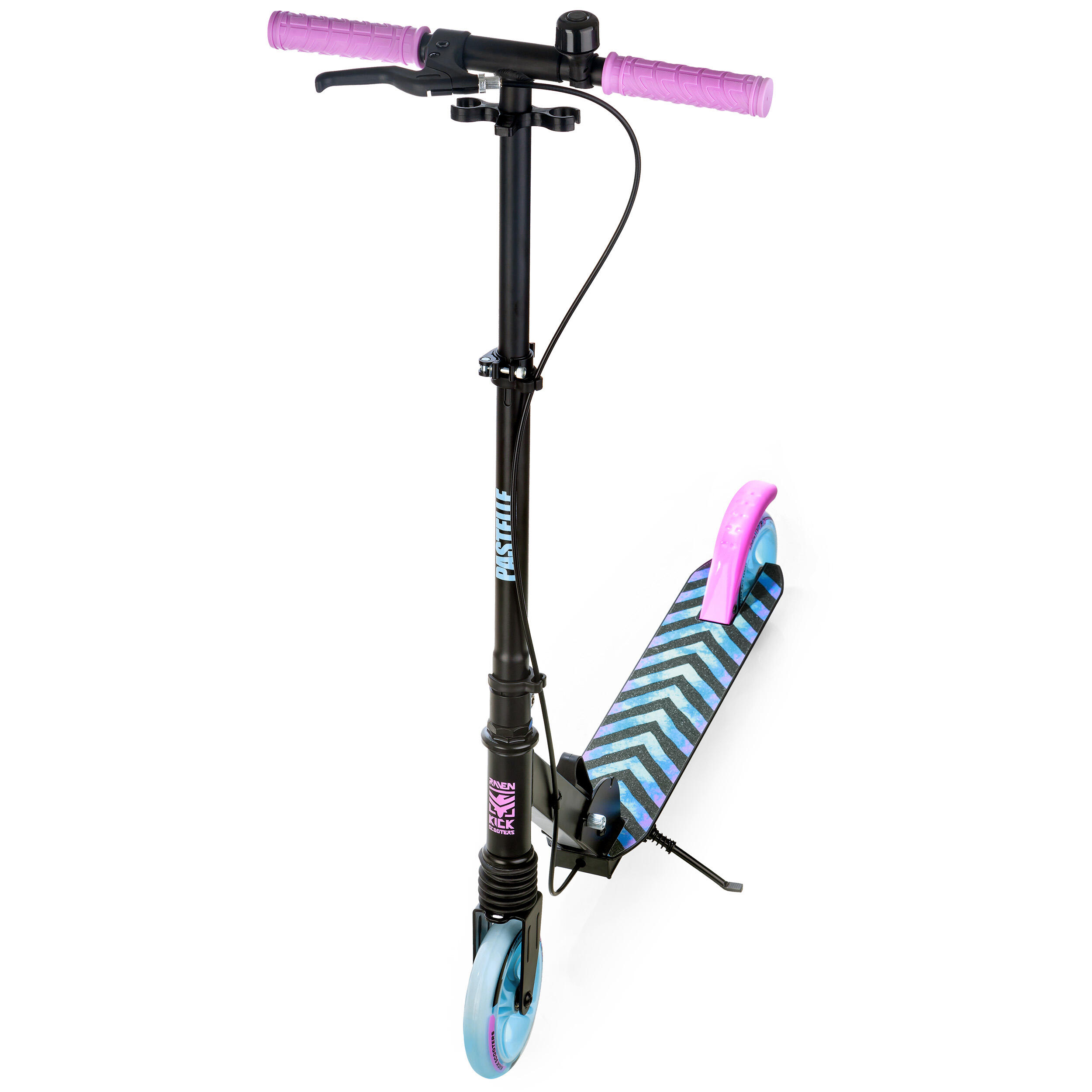 Scooter con amortiguador, freno y timbre 145mm Pastelle Negro/Rosa 3/7