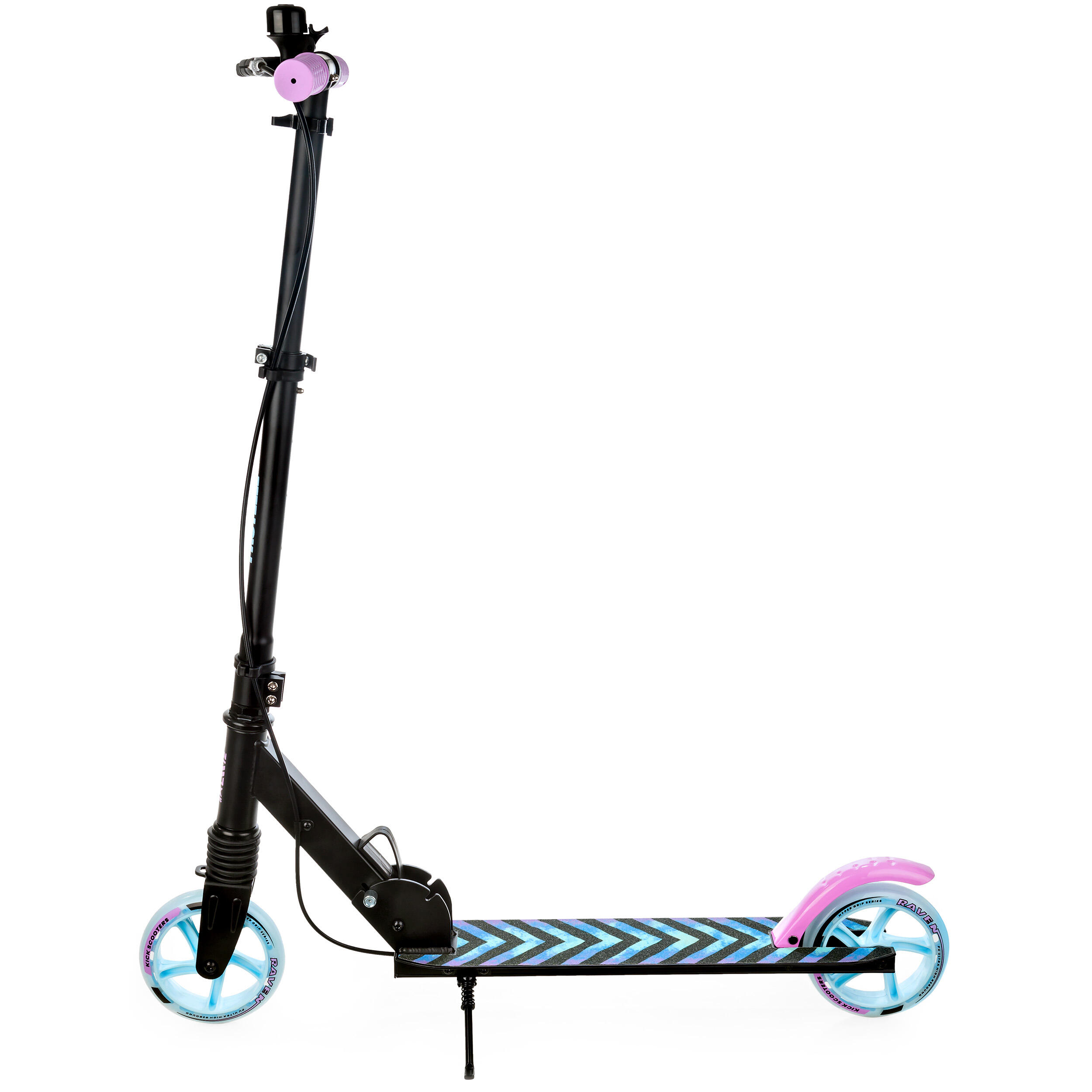 Scooter con amortiguador, freno y timbre 145mm Pastelle Negro/Rosa 6/7