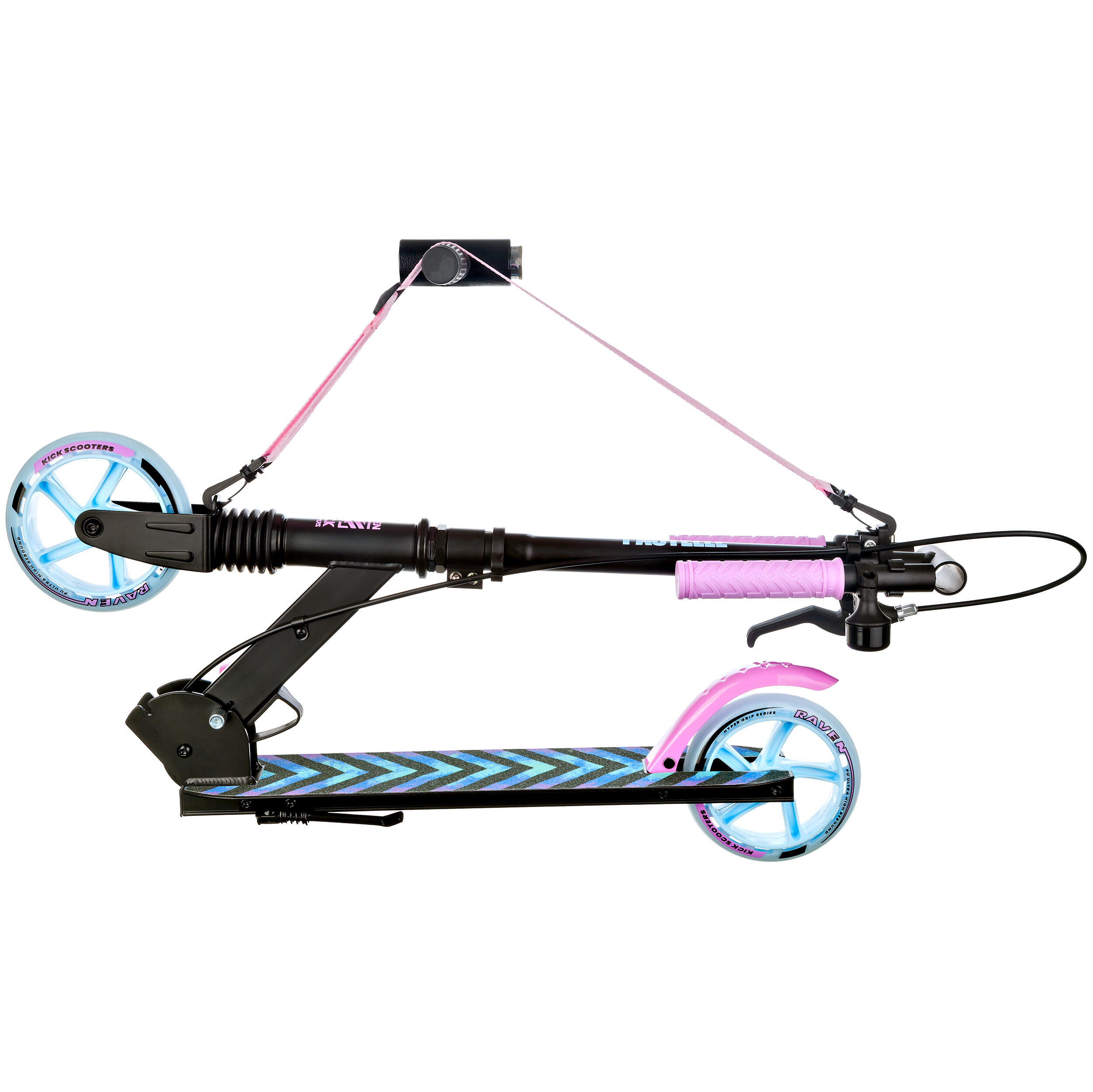 Scooter con amortiguador, freno y timbre 145mm Pastelle Negro/Rosa 2/7