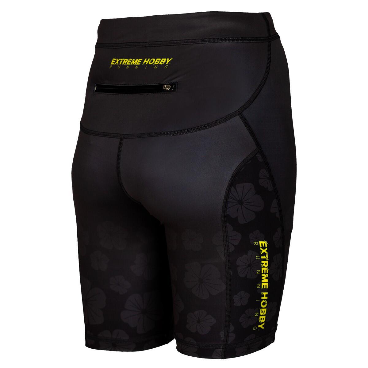 Leggings corti da donna da running EXTREME HOBBY 1/3 FLOWERS 2/6