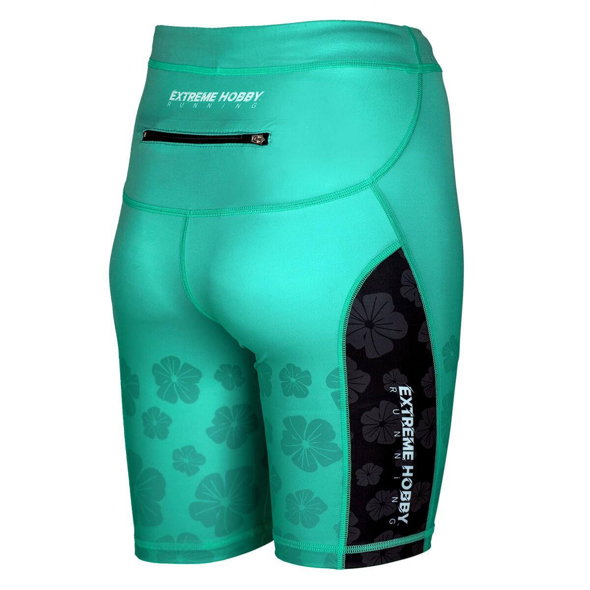 Leggings corti da donna da running EXTREME HOBBY 1/3 FLOWERS 2/6