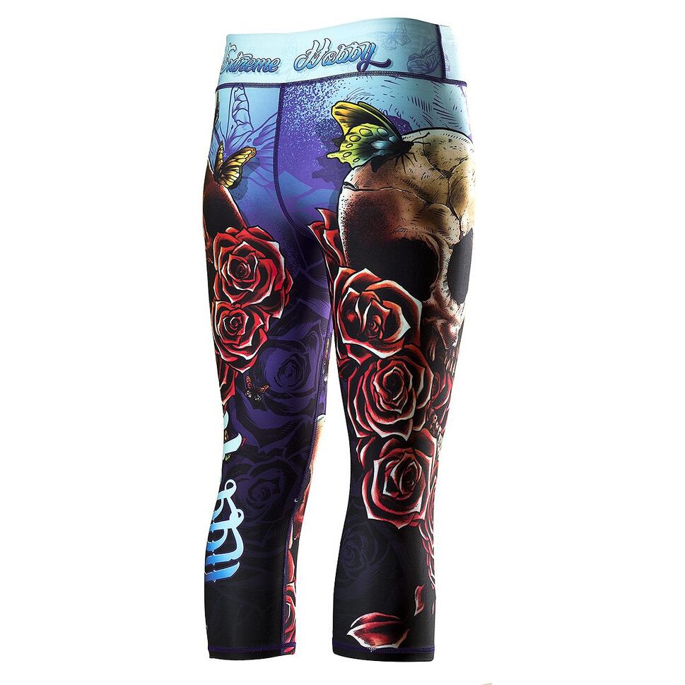 Legginsy sportowe damskie EXTREME HOBBY SKULL 2 3/4