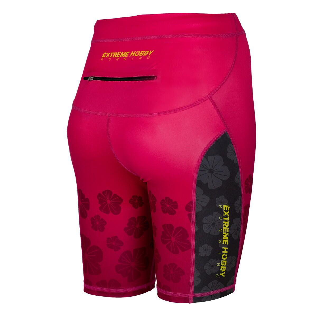 Leggings corti da donna da running EXTREME HOBBY 1/3 FLOWERS 2/6