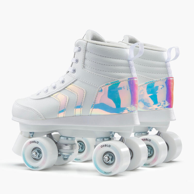 Segunda vida - Patines 4 Ruedas Niños Oxelo Quad 100 Blanco - EXCELENTE