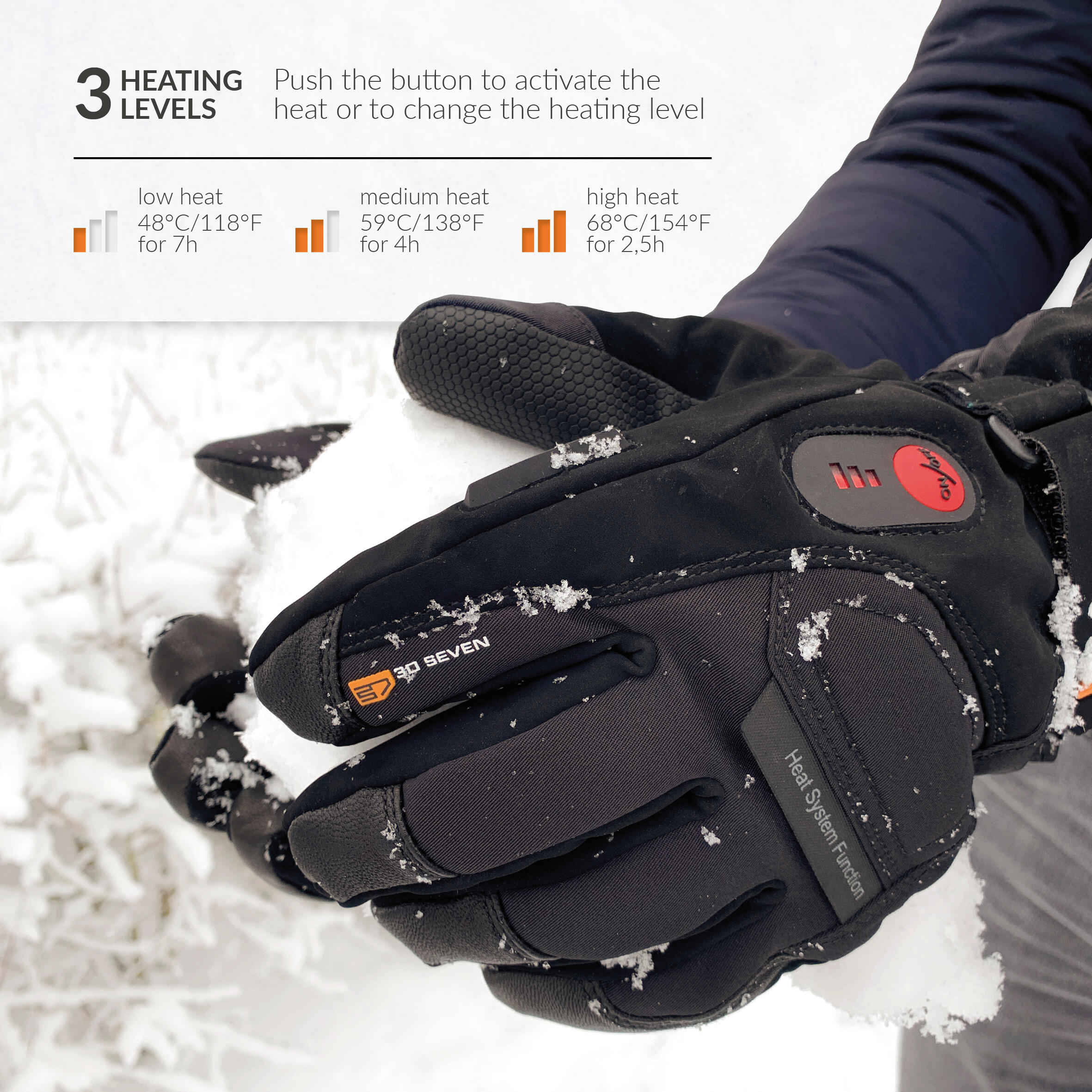 Gants Chauffants avec Isolation Primaloft pour sports d'hiver- Noir 7/7