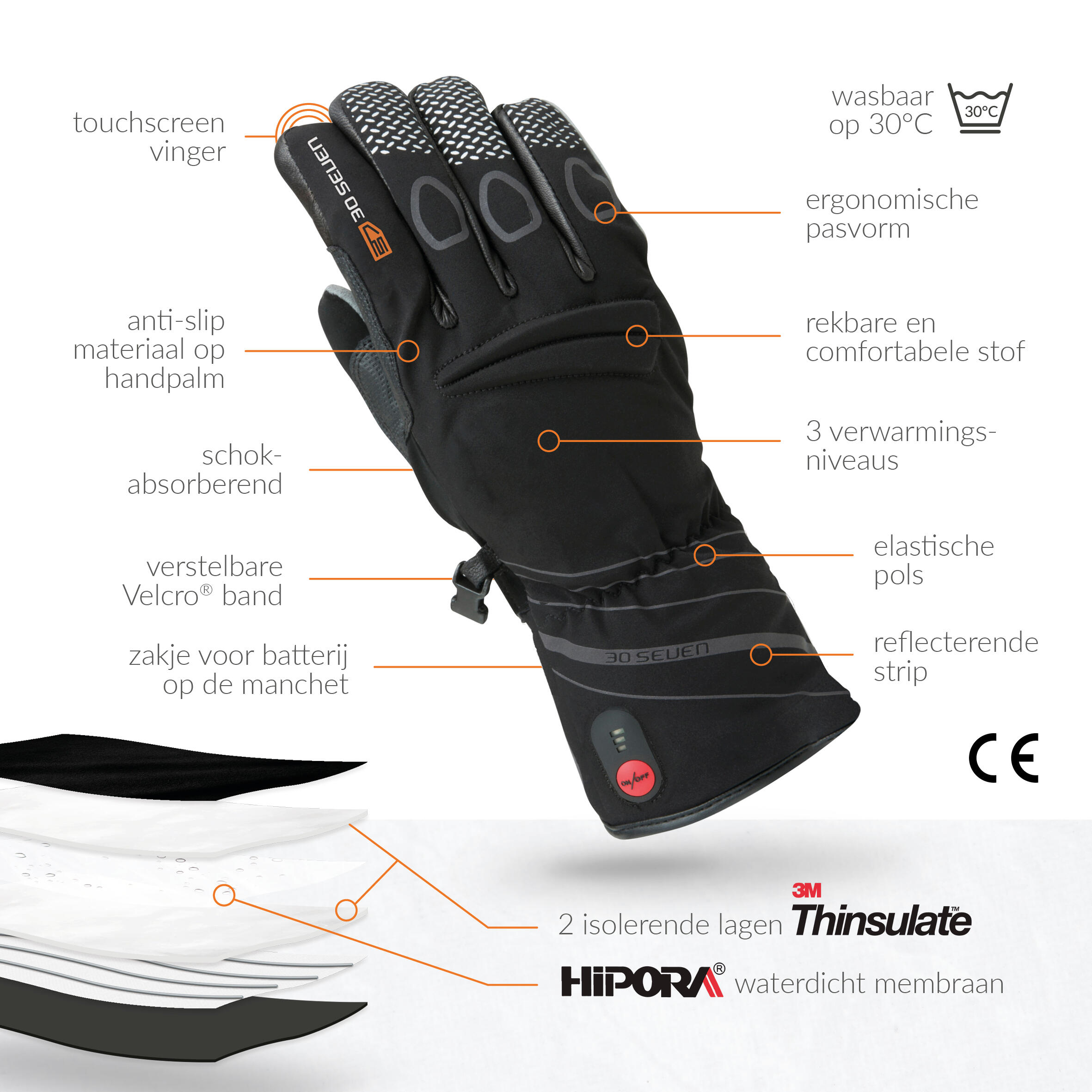 Gants Chauffants avec Grip Unisexes - Gants d'hiver pour le cyclisme - Noir 3/6