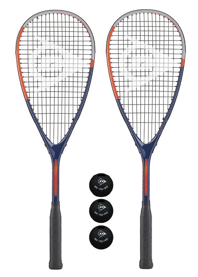 Dunlop Tristorm Pro Squash Racket Twin Pack, inc 3 Squash Balls 1/3