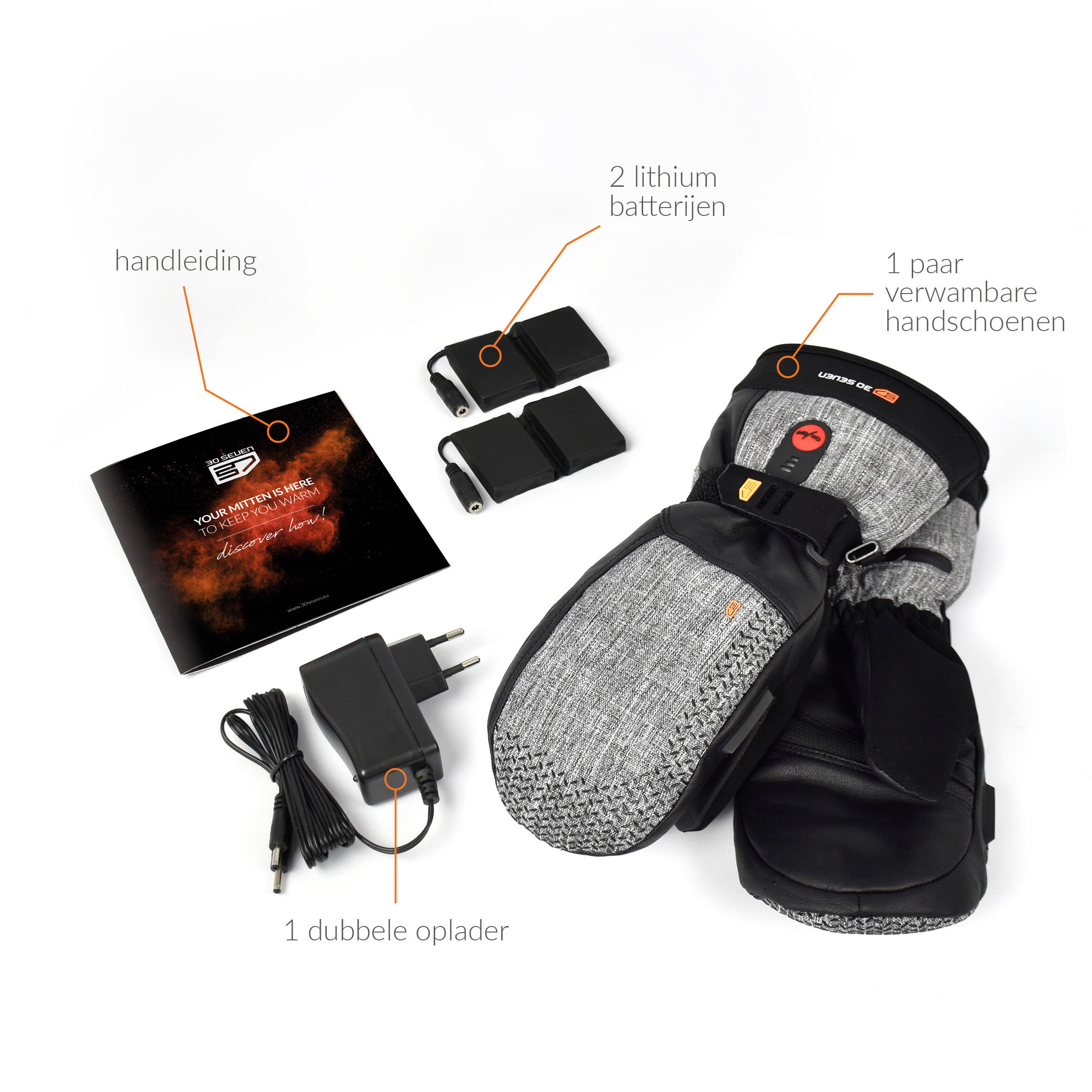 Mitaines Chauffantes Unisexes - Extra-Chaudes avec Isolation Primaloft - Gris 5/7