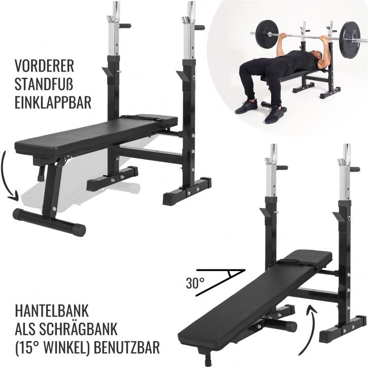 GORILLA SPORTS Hantelbank mit Gewichten