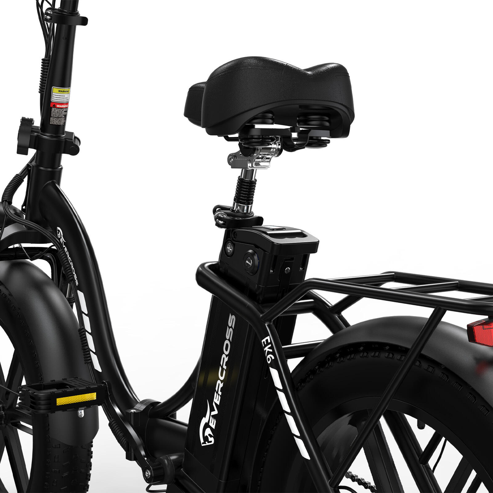 Bicicletta elettrica pieghevole per adulti pneu 4.0 batteria 13Ah - EK6 Nero 4/8