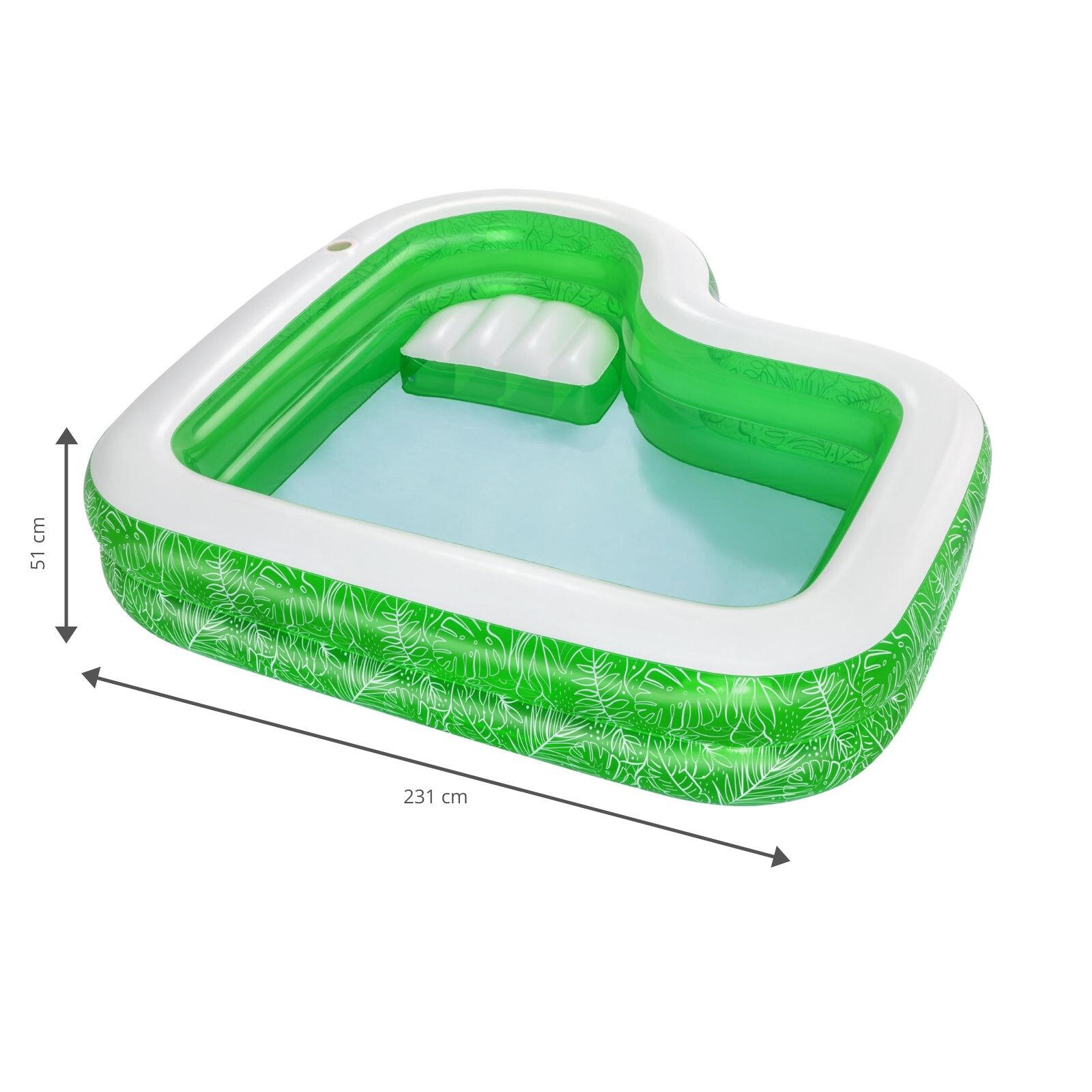 Piscina Inflable BESTWAY 231x231x51 cm. Asiento Estampado Motivos Tropicales 7/7
