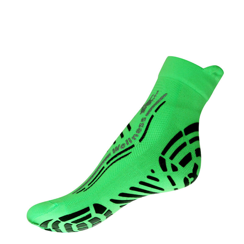 Calze tecniche Yoga Pilates Fitness adulti antiscivolo verde fluo