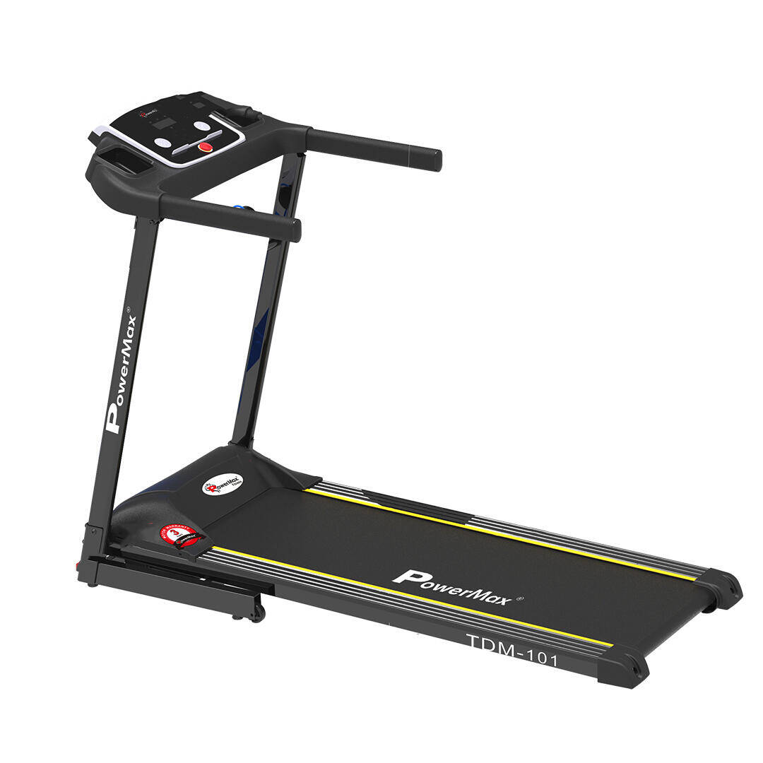 PowerMax Fitness TDM-101 4HP Peak Motorized Treadmill Max User Weight:100kg Foldable With 12km/hr Speed Levels, LED Display, 12