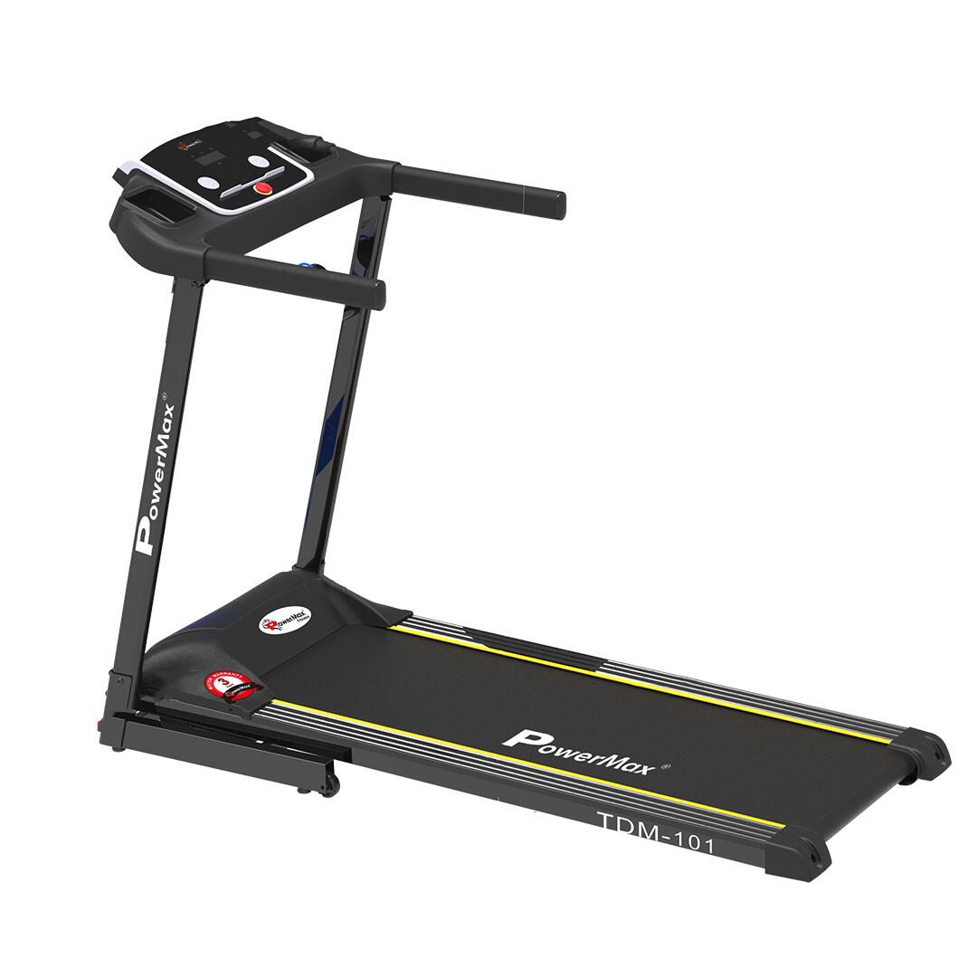 PowerMax Fitness TDM-101 4HP Peak Motorized Treadmill Max User Weight:100kg Foldable With 12km/hr Speed Levels, LED Display, 12
