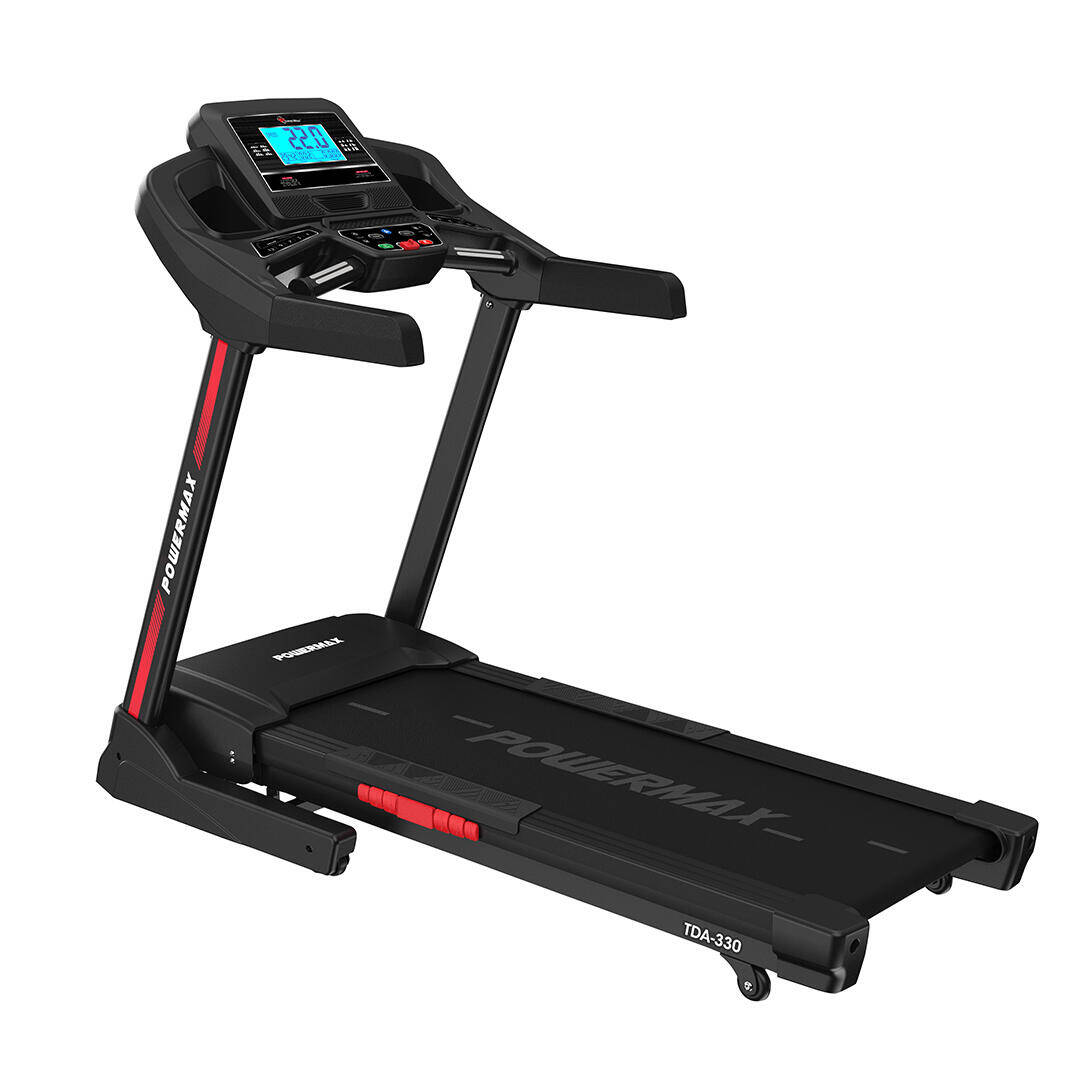 PowerMax Fitness TDA-330 Series 6HP DC Motorised Electric Treadmill【Auto Incline | Easy Lubrication | BMI 】Running Machine for Max Pro-Workout by Walk, Run & Jog at Home & Office|Inbuilt Cooling Fan