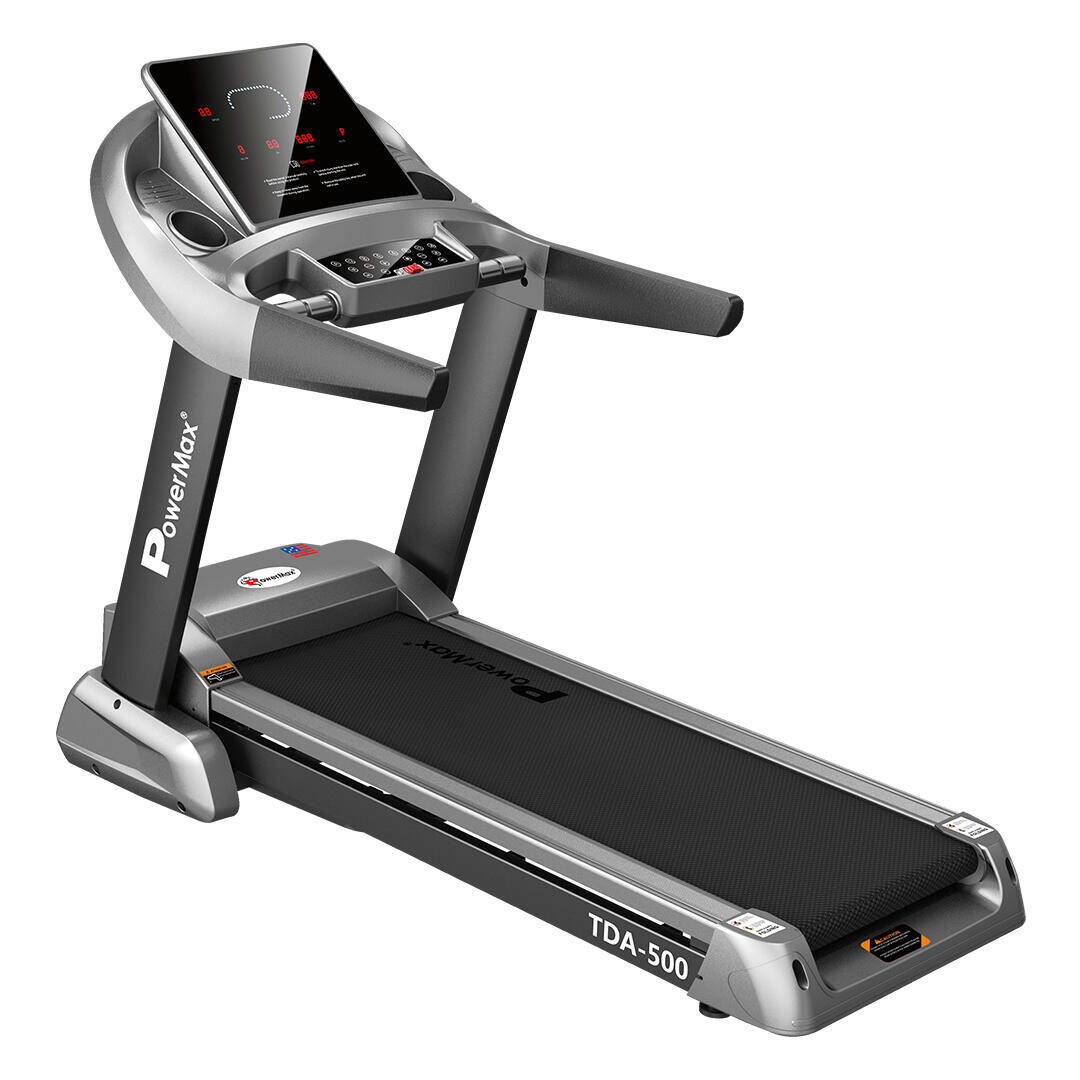 PowerMax Fitness TDA-500 4HP DC Motorized Foldable Treadmill for Home-Gym | Max User Weight 150kg | Top speed 20kmph |15 Lvl. Auto Incline | 12 Preset Program, Semi-Auto Lubrication, LCD Display, MP3