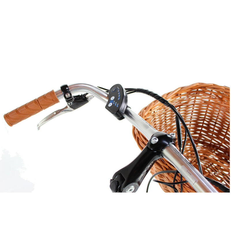 Vélo électrique de ville Dolce Vita Femme avec sacoches et panier - Noir