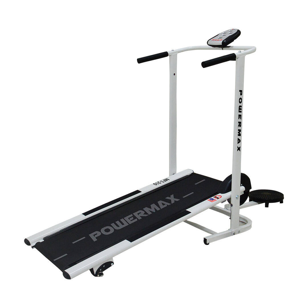 PowerMax Fitness Mft-210 Non-Electric 2 in 1 Manual Treadmill for Home Use with Twister,3-Level Incline,Vertical Foldable Exerci -  1