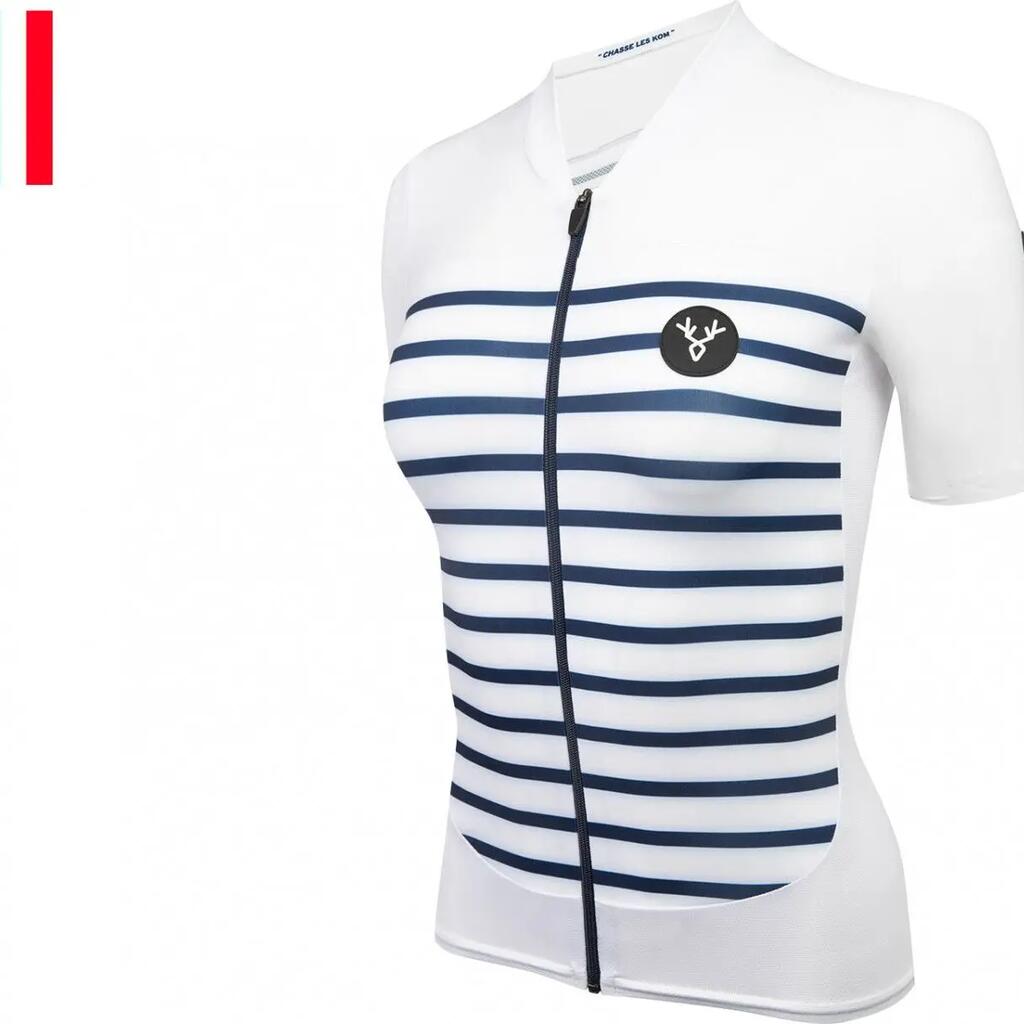 LeBram Ventoux Women's Short Sleeve Jersey White Blue Tailored Fit