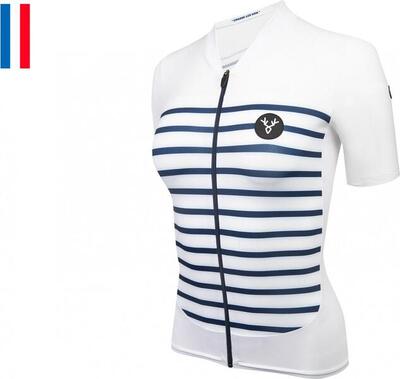 Lebram ventoux women's short sleeve jersey white blue tailored fit