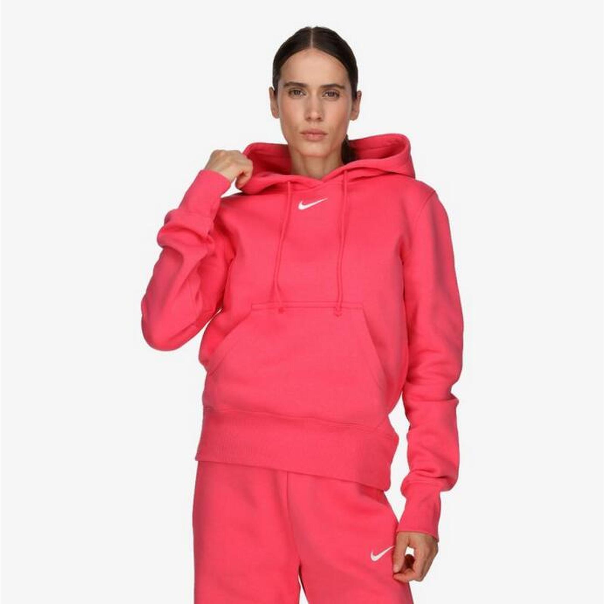 Felpa donna nike sportswear phoenix fleece - fucsia