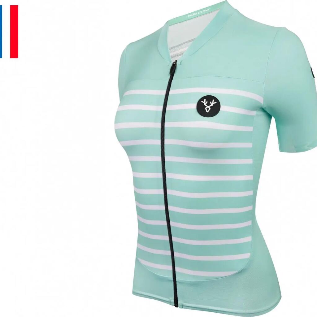 LeBram Ventoux Women's Celeste Green Short Sleeve Jersey Tailored Fit