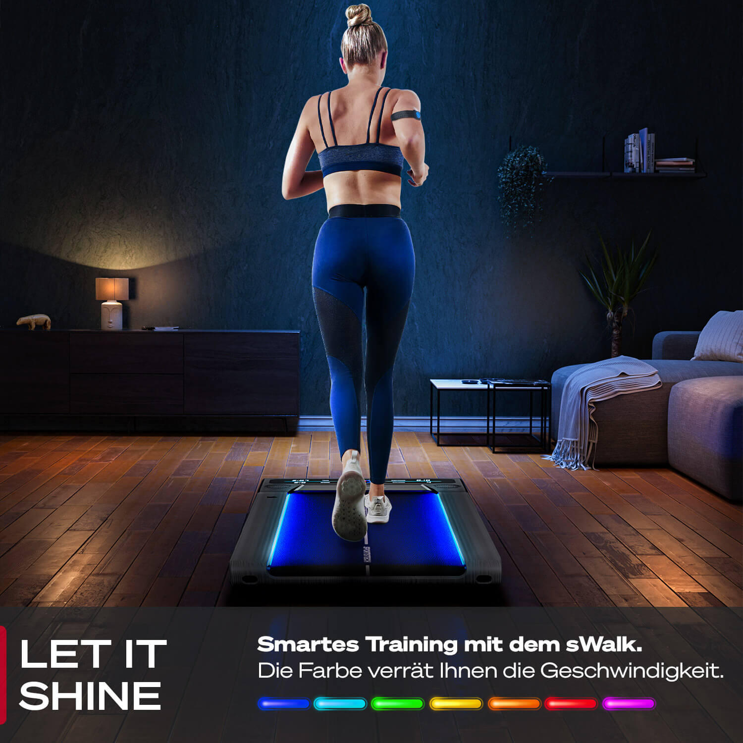 sWalk Walking Pad Laufband & desk mit LED - 1-8 km/h Geschwindigkeit 7/8
