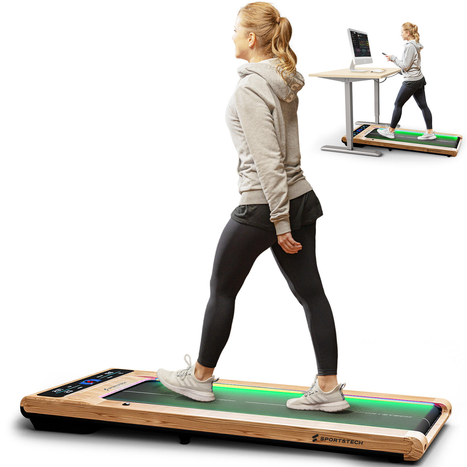 SPORTSTECH sWalk Walking Pad Laufband, 1-8 km/h Geschwindigkeit,LCD-Display