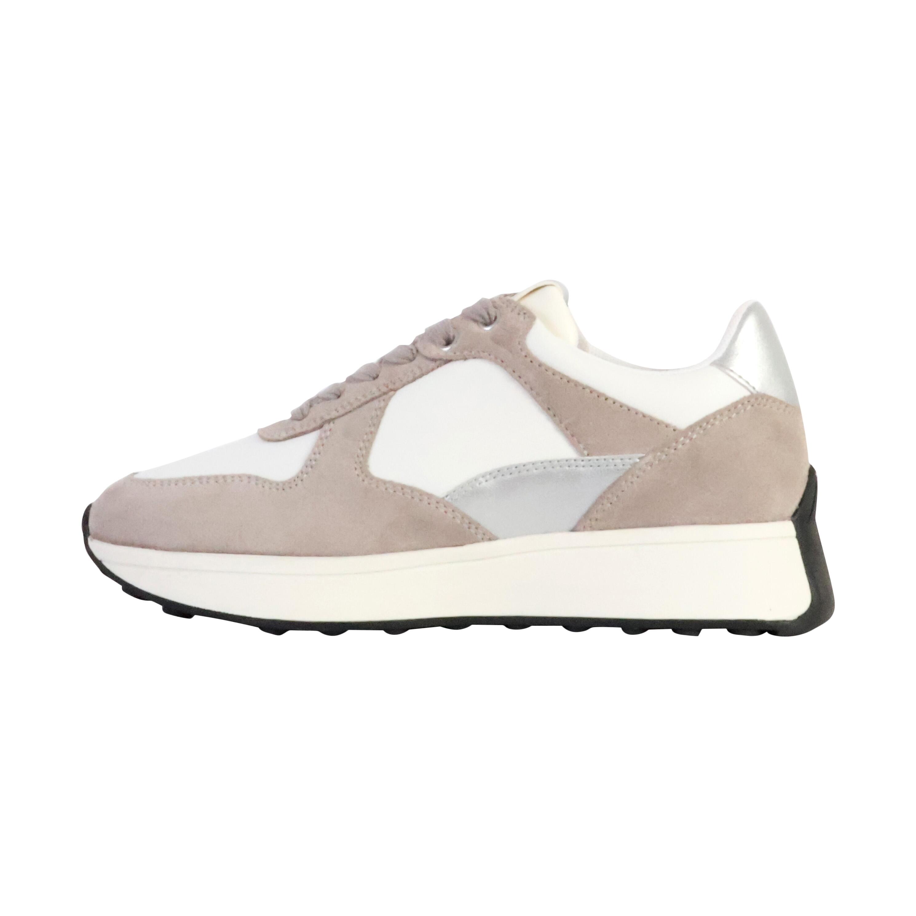 Geox - Basket Basse Cuir Geox Amabel Nappa Suede - Femme - Baskets - Blanc - 38 - Decathlon