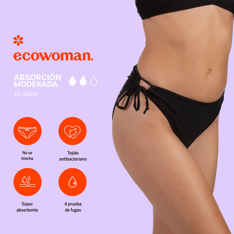 Bikini Menstrual Brasileño con nudo Niña Ecowoman Flujo Moderado